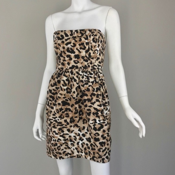 strapless leopard print dress